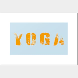 Golden Yellow Spray Painted Style YOGA Design Posters and Art